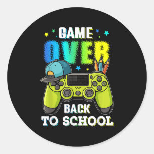 Back To School Game Over For Boy Kids Gamers Boys Classic Round Sticker