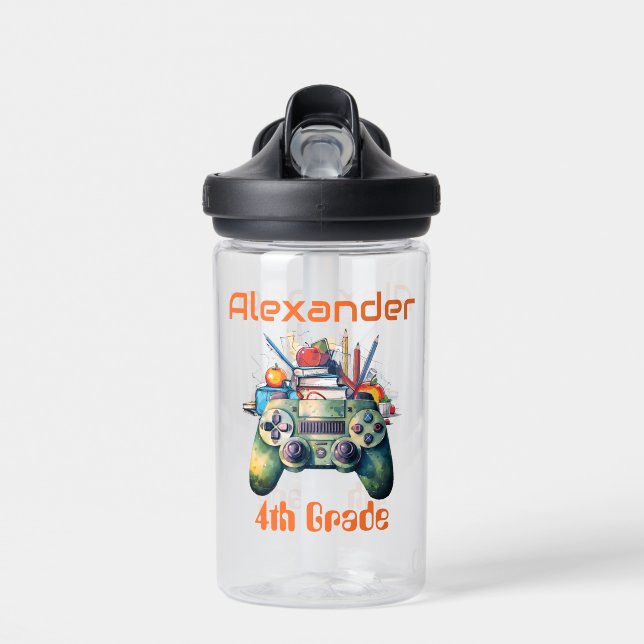 Back To School Game Water Bottle (Front)