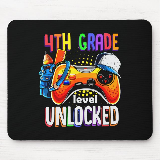 Back To School Gamepad 4th Fourth Grade Level Unlo Mouse Mat (Front)
