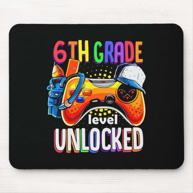Back To School Gamepad Sixth 6th Grade Level Unloc Mouse Mat (Front)