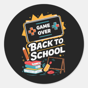 Back To School Gamer Level Up New School Year Stud Classic Round Sticker