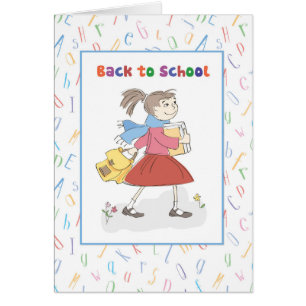 Back to School Girl With Books and Backpack