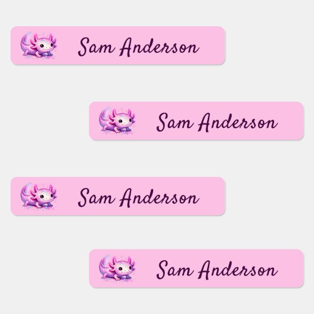 Back to School Girls Pink Axolotl Kids Name (Group)