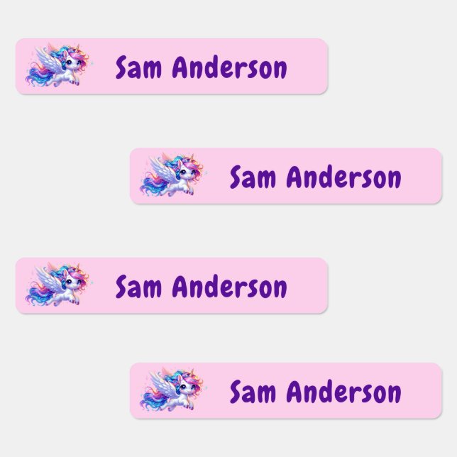 Back to School Girls Pink Unicorn Kids Name (Group)