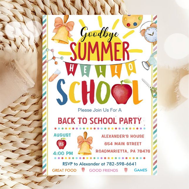 Back To School Goodbye Summer Hello School  Invitation (Creator Uploaded)