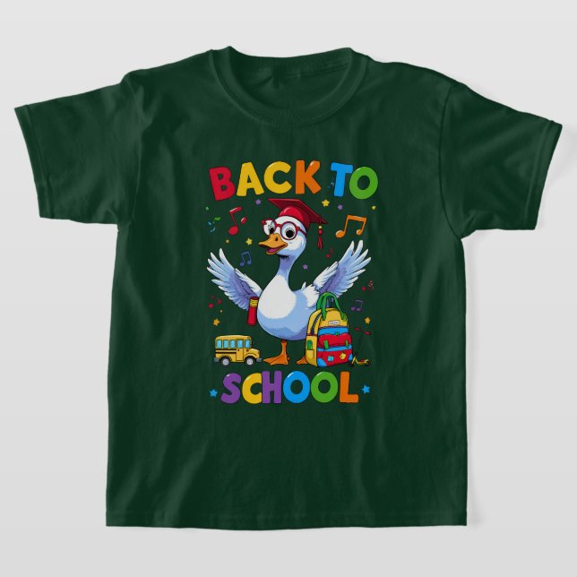 Back to School Goose – Colourful Fun T-Shirt Desig (Laydown)