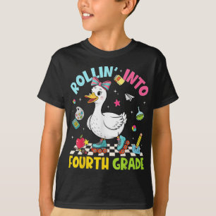Back To School Goose Rolling Into Fourth 4th Grade T-Shirt