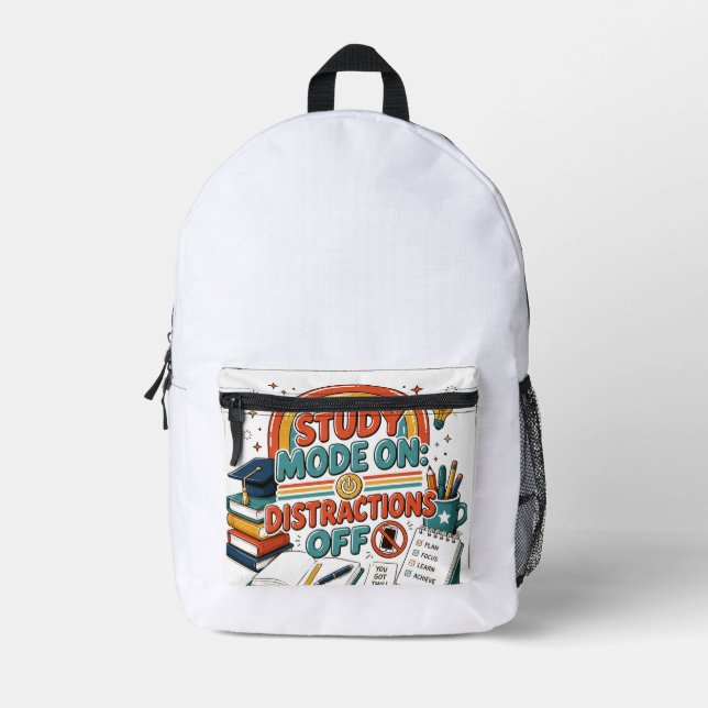 Back to School Graphic Shirt, College Study Gift,  Printed Backpack (Front)