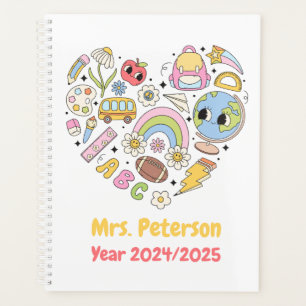 Back to School Groovy Colourful Heart Planner