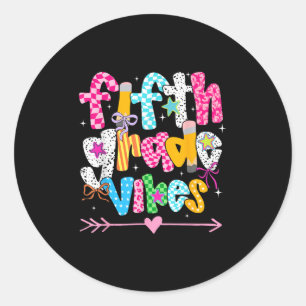 Back To School Groovy Teacher Fifth Grade Vibes Sm Classic Round Sticker