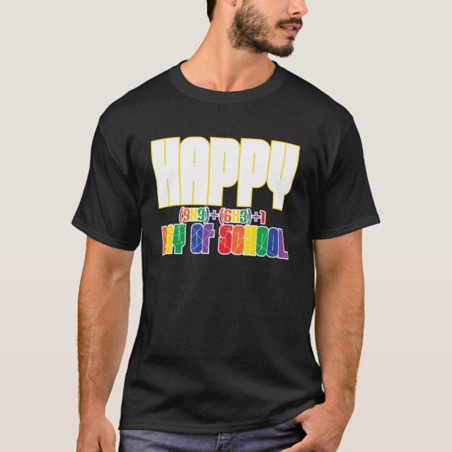 Back To School  Happy 100 Days Math Geek T-Shirt (Front)