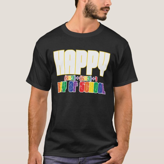 Back To School  Happy 100 Days Math Geek T-Shirt (Front)