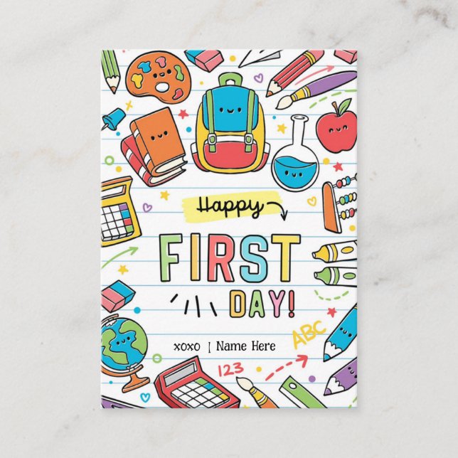 Back to school Happy First Day Enclosure Card (Front)