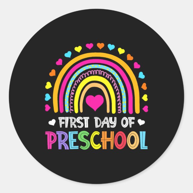 Back To School Happy First Day Of Preschool  Classic Round Sticker (Front)