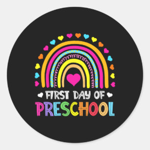 Back To School Happy First Day Of Preschool Classic Round Sticker