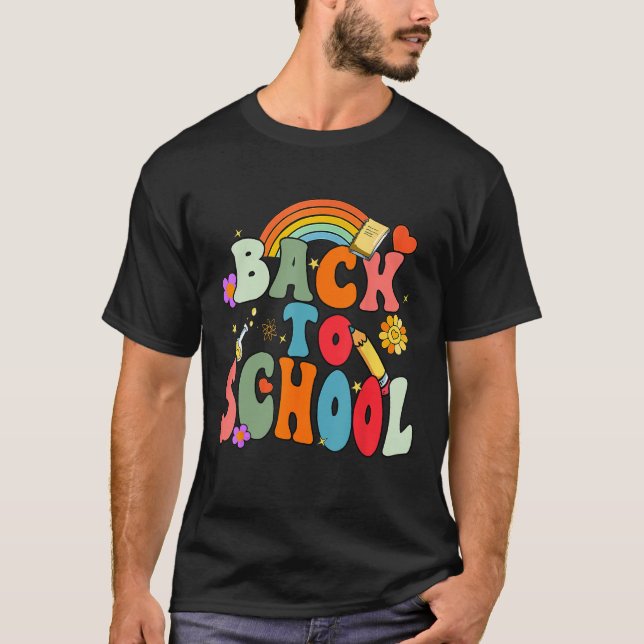 Back To School Happy First Day Of School Groovy Te T-Shirt (Front)