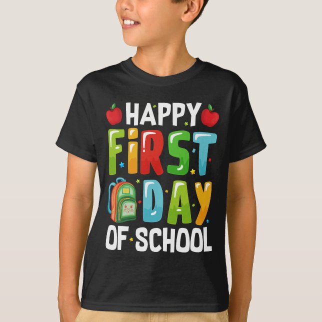 Back to School Happy First Day of School kids Boys T-Shirt (Front)