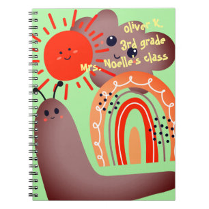 Back to School Happy Smile Cloud Sun Snail Name Notebook