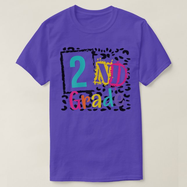 Back To School Hello 2nd Grade Leopard Teach Love  T-Shirt (Design Front)