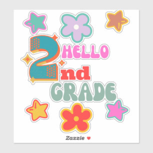 back to school, hello 2nd grade  sticker