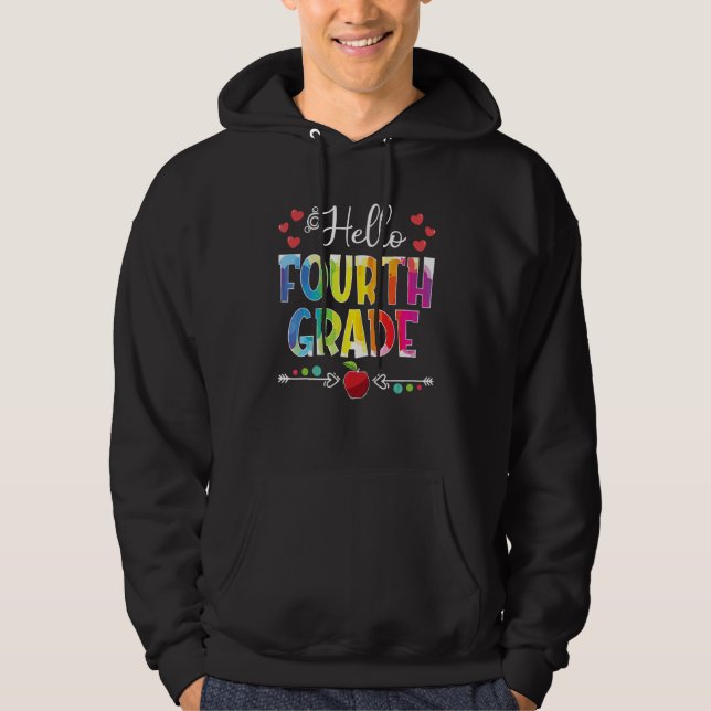Back To School Hello 4th Grade Girls Boys Teacher  Hoodie (Front)