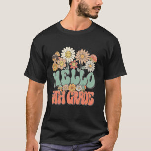 Back To School Hello 9th Grade Daisy Groovy Teache T-Shirt