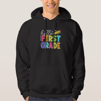 Back To School Hello First Grade Team 1st Grade Te Hoodie