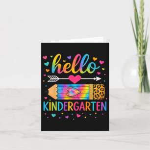 Back To School Hello Kindergarten Leopard Tie Dye Card