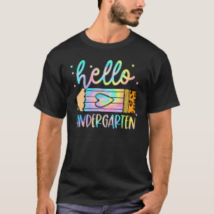Back To School Hello Kindergarten Leopard Tie Dye T-Shirt