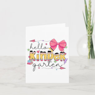 Back To School Hello Kindergarten Teacher Coquette Card