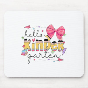 Back To School Hello Kindergarten Teacher Coquette Mouse Mat