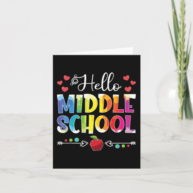 Back To School Hello Middle School Girls Boys Tied Card (Front)