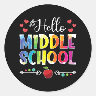 Back To School Hello Middle School Girls Boys Tied Classic Round Sticker