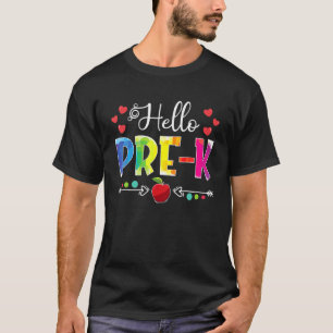 Back To School Hello Pre K Girls Boys Teacher Stud T-Shirt