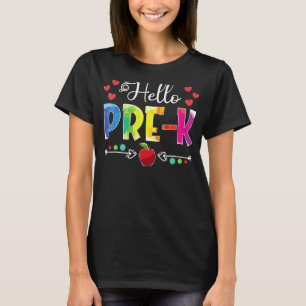 Back To School Hello Pre K Girls Boys Teacher Stud T-Shirt