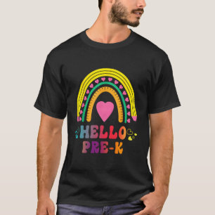 Back To School Hello Pre-K Rainbow Teachers Girls T-Shirt