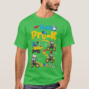 Back To School Hello Pre-k Truck Construction Boys T-Shirt