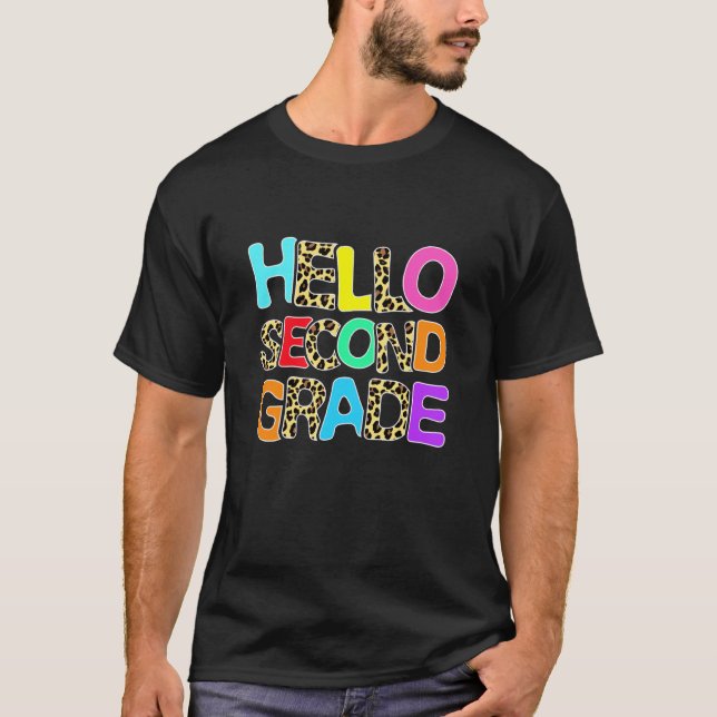 Back To School Hello Second Grade Leopard 2nd Grad T-Shirt (Front)