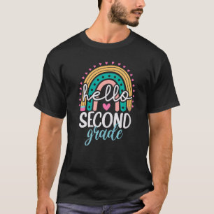 Back To School Hello Second Grade Rainbow 2nd Grad T-Shirt
