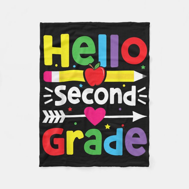 Back To School Hello Second Grade Team 2nd Grade B Fleece Blanket (Front)