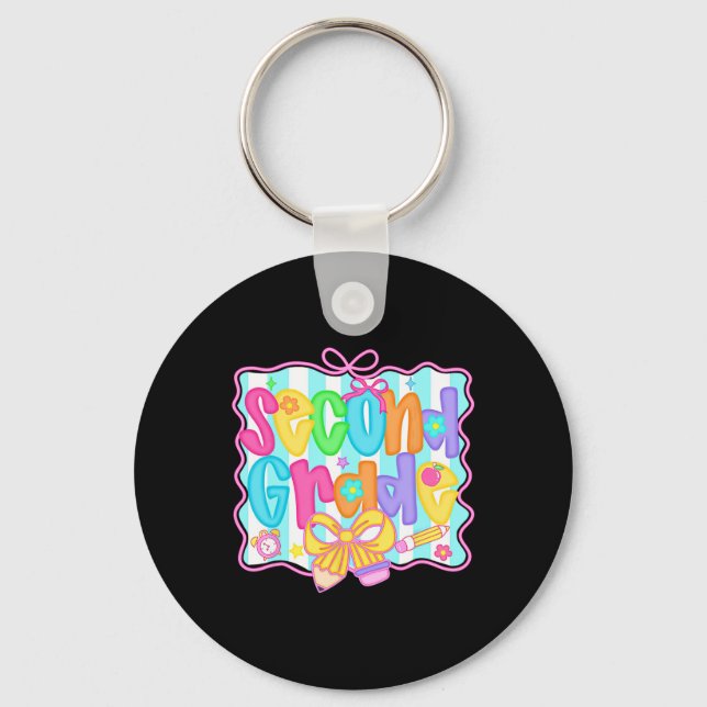 Back To School Hello Second Grade Team 2nd Grade B Key Ring (Front)