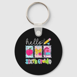 Back To School Hello Sixth Grade Teacher Coquette Key Ring