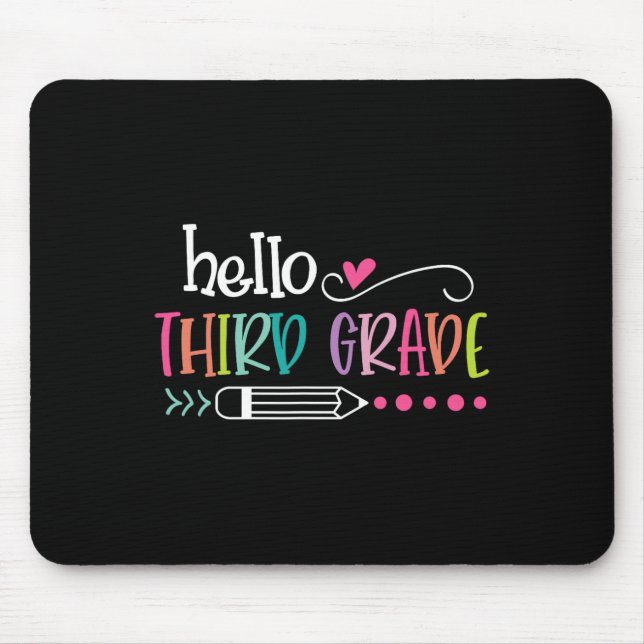 Back To School Hello Third 3rd Grade For Kids Boy  Mouse Mat (Front)