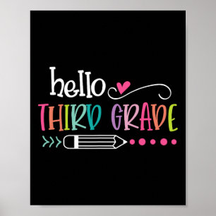 Back To School Hello Third 3rd Grade For Kids Boy Poster