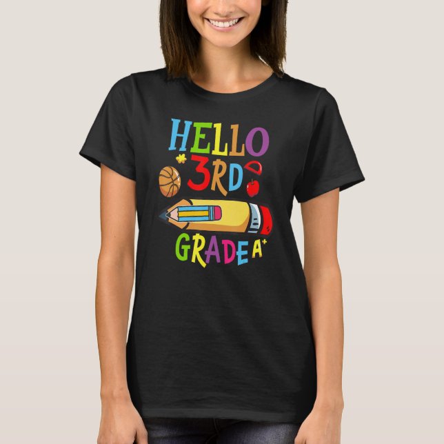 Back To School Hello Third 3rd Grade For Kids T-Shirt (Front)