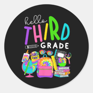 Back To School Hello Third 3rd Grade For Kids Teac Classic Round Sticker