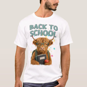 Back to School Highland Cow Student T-Shirt