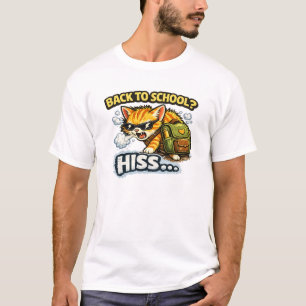 Back To School Hiss Funny Cat Design T-Shirt