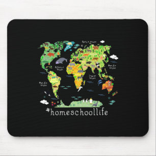 Back To School Homeschool World Map Geography  Mouse Mat
