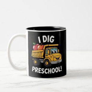 Back to School I Dig Preschool Dump Truck Two-Tone Coffee Mug